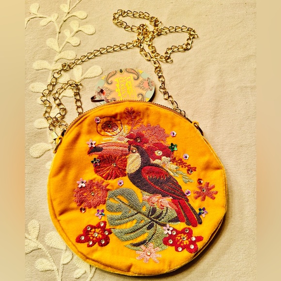 Powder Designs Toucan Velvet Embroidered Purse - Picture 2 of 10